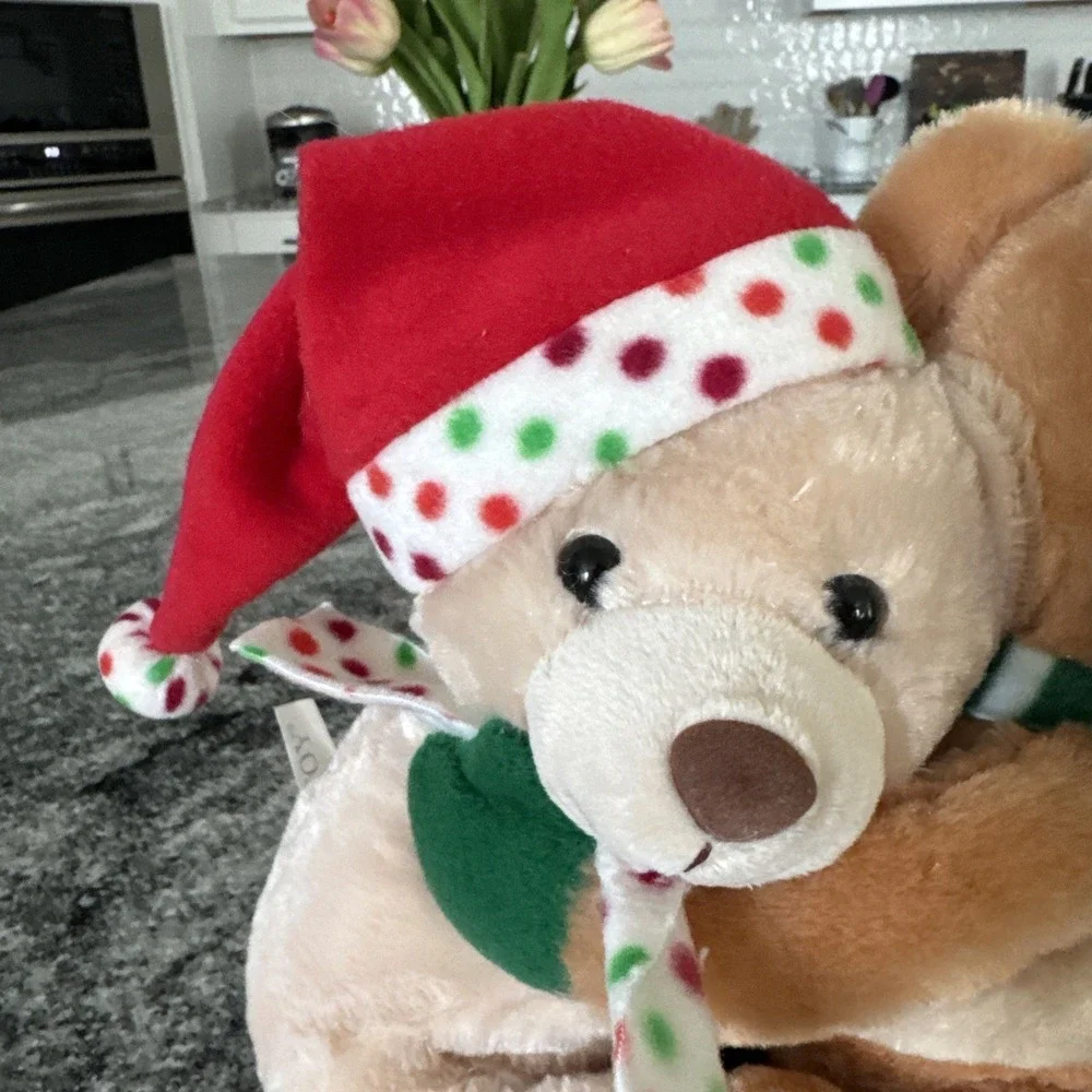 Vintage Caltoy 10in Hugging Christmas Teddy Bears Plush Stuffed Animal Rare 90s